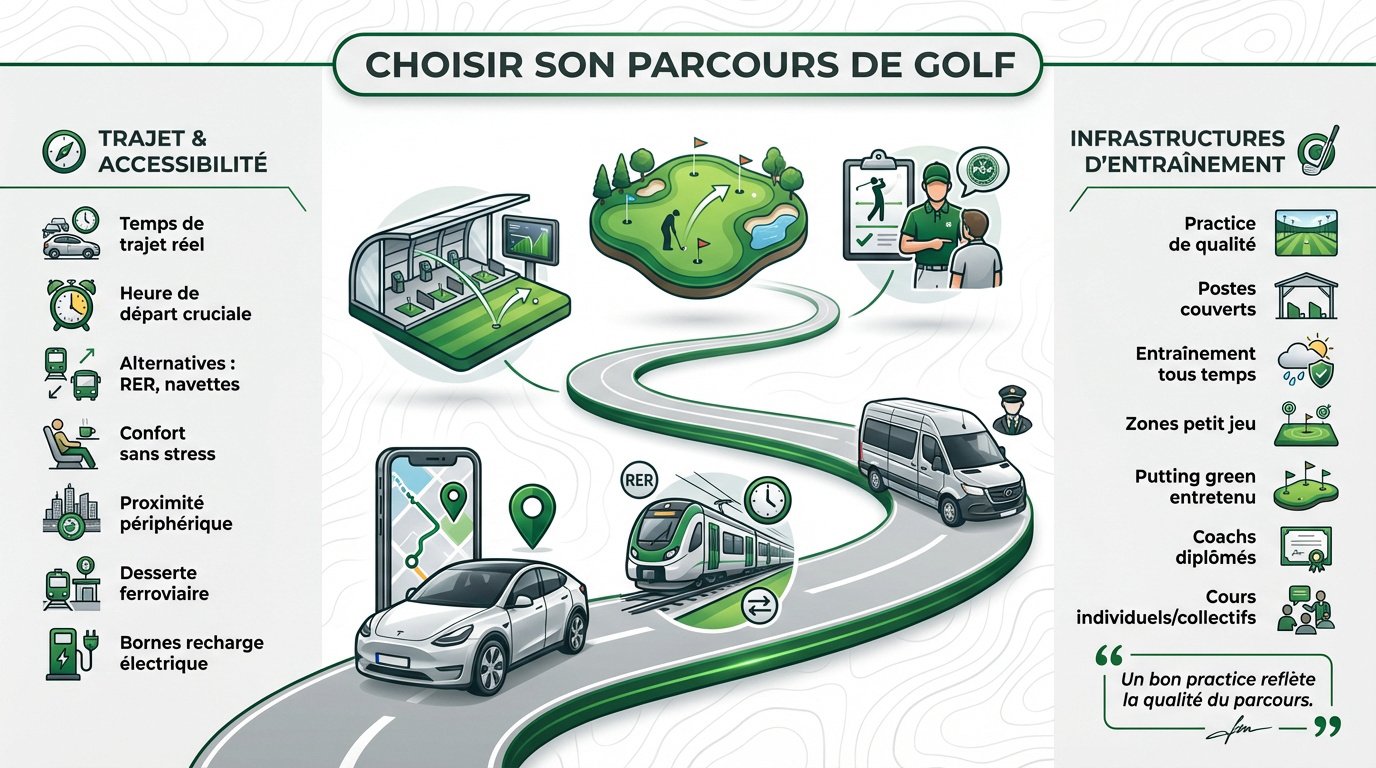 Entraînement sur un practice de golf proche de Paris