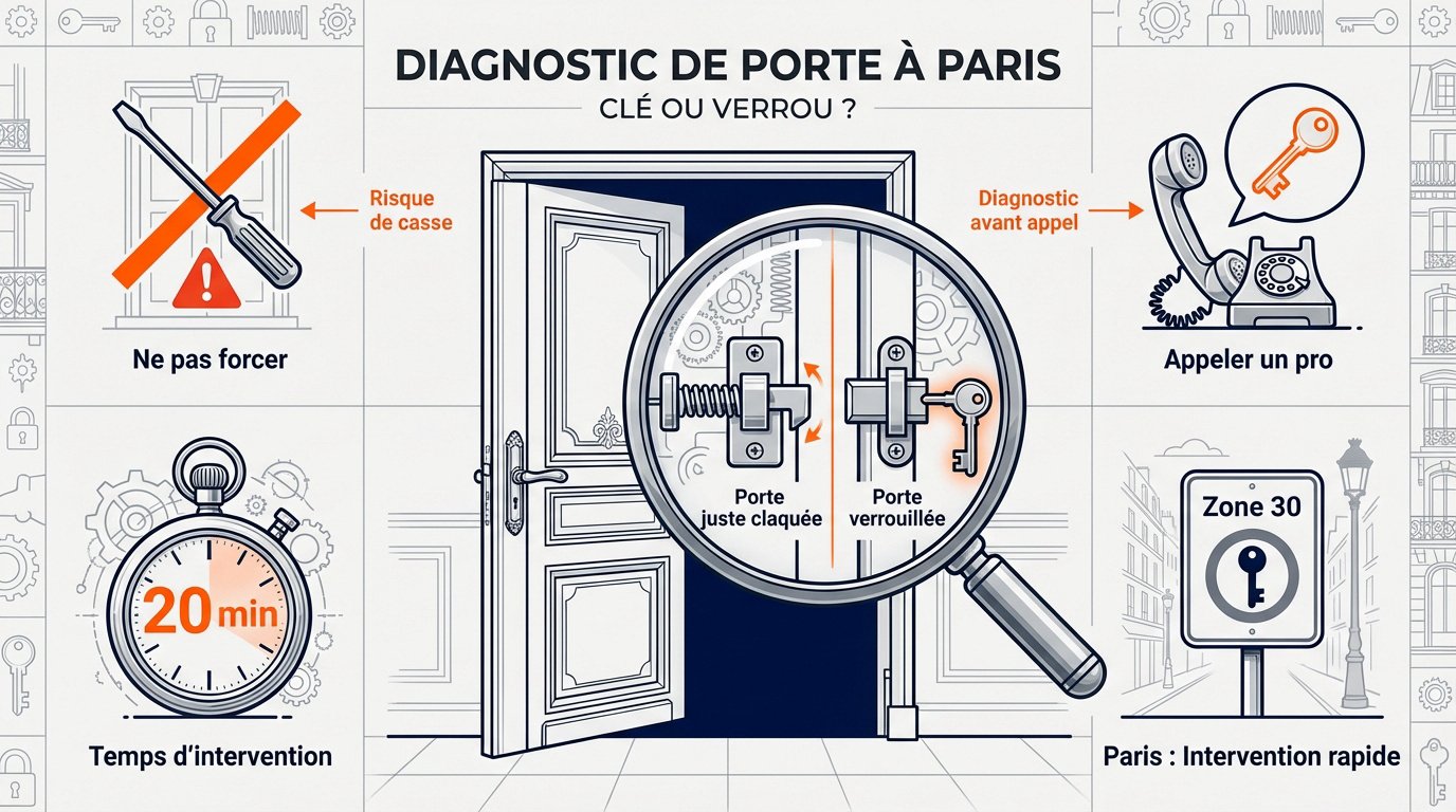 Diagnostic serrure Paris porte claquée ou verrouillée