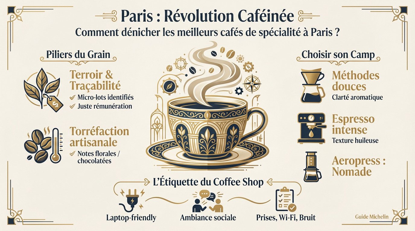 Barista préparant un café de spécialité dans un coffee shop parisien moderne