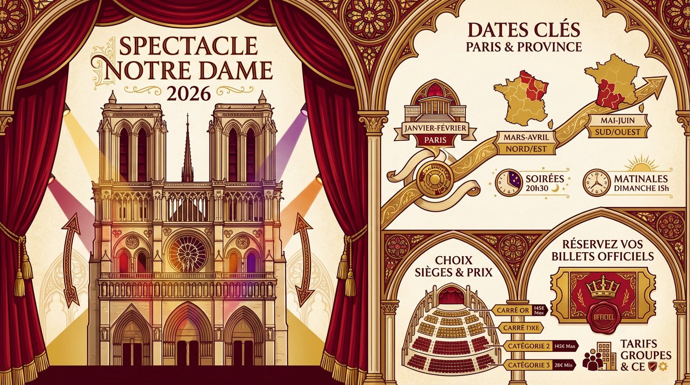 Affiche officielle du spectacle Notre Dame de Paris pour la saison 2026