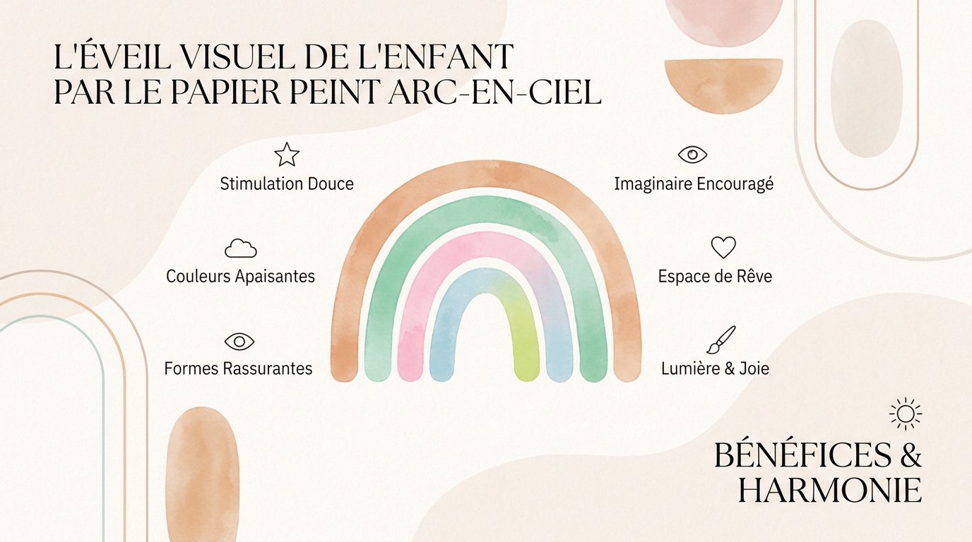 Papier peint arc-en-ciel aux tons pastel pour une chambre d'enfant apaisante