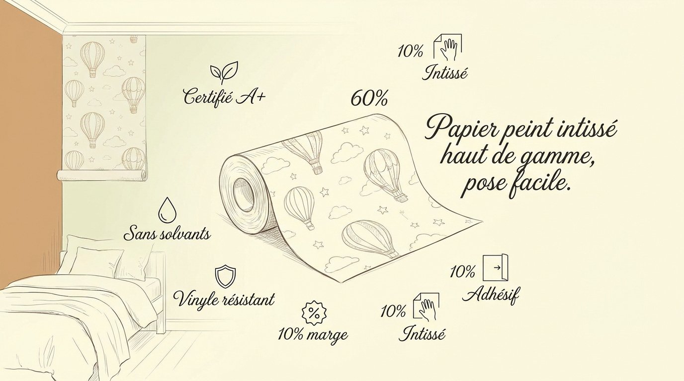 Pose de papier peint intissé dans une chambre de fille